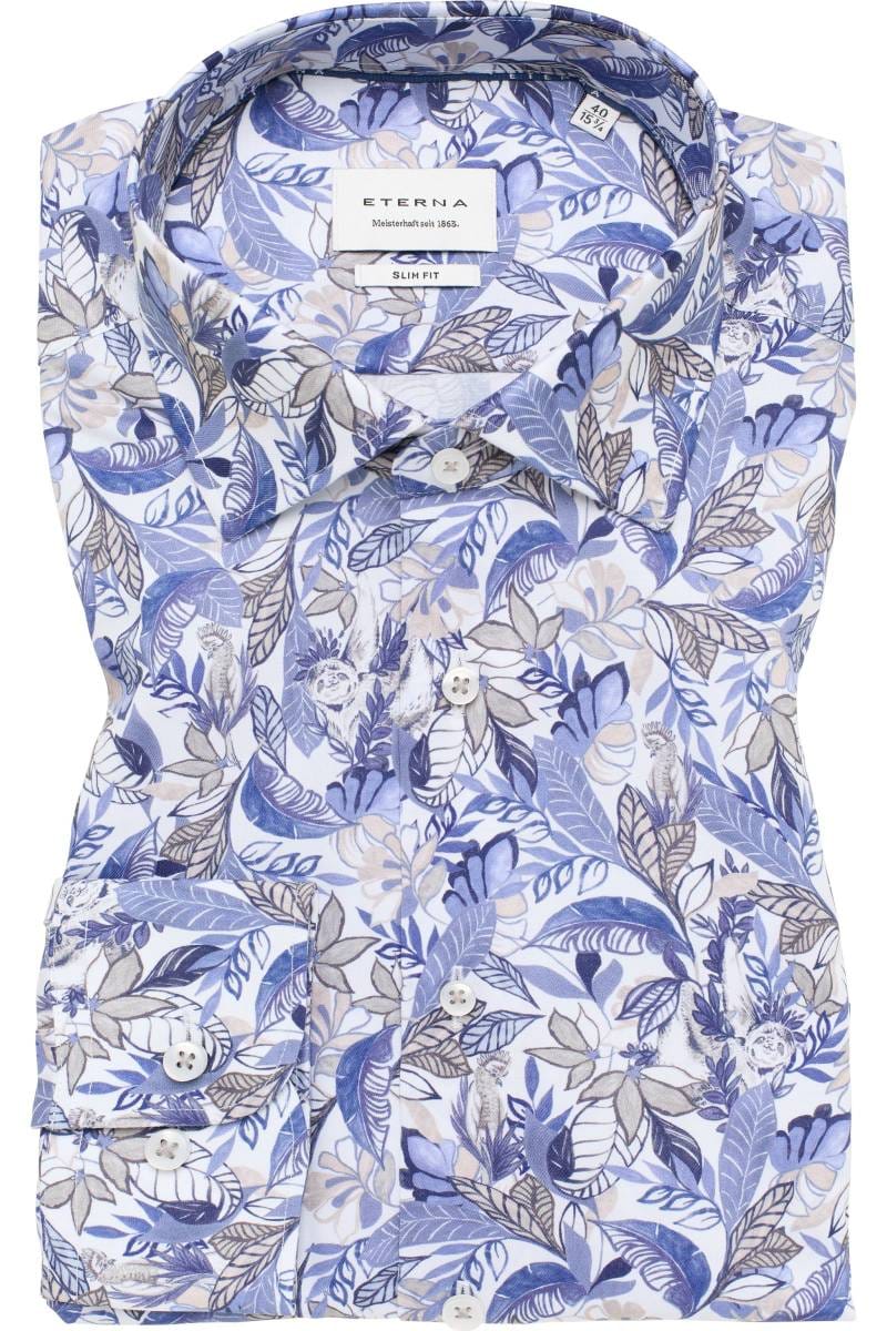ETERNA Slim Fit Hemd blau, Bedruckt
