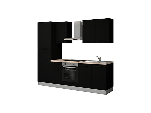 Cuisine complète montée All In Ornella noir L. 255 cm avec électroménager