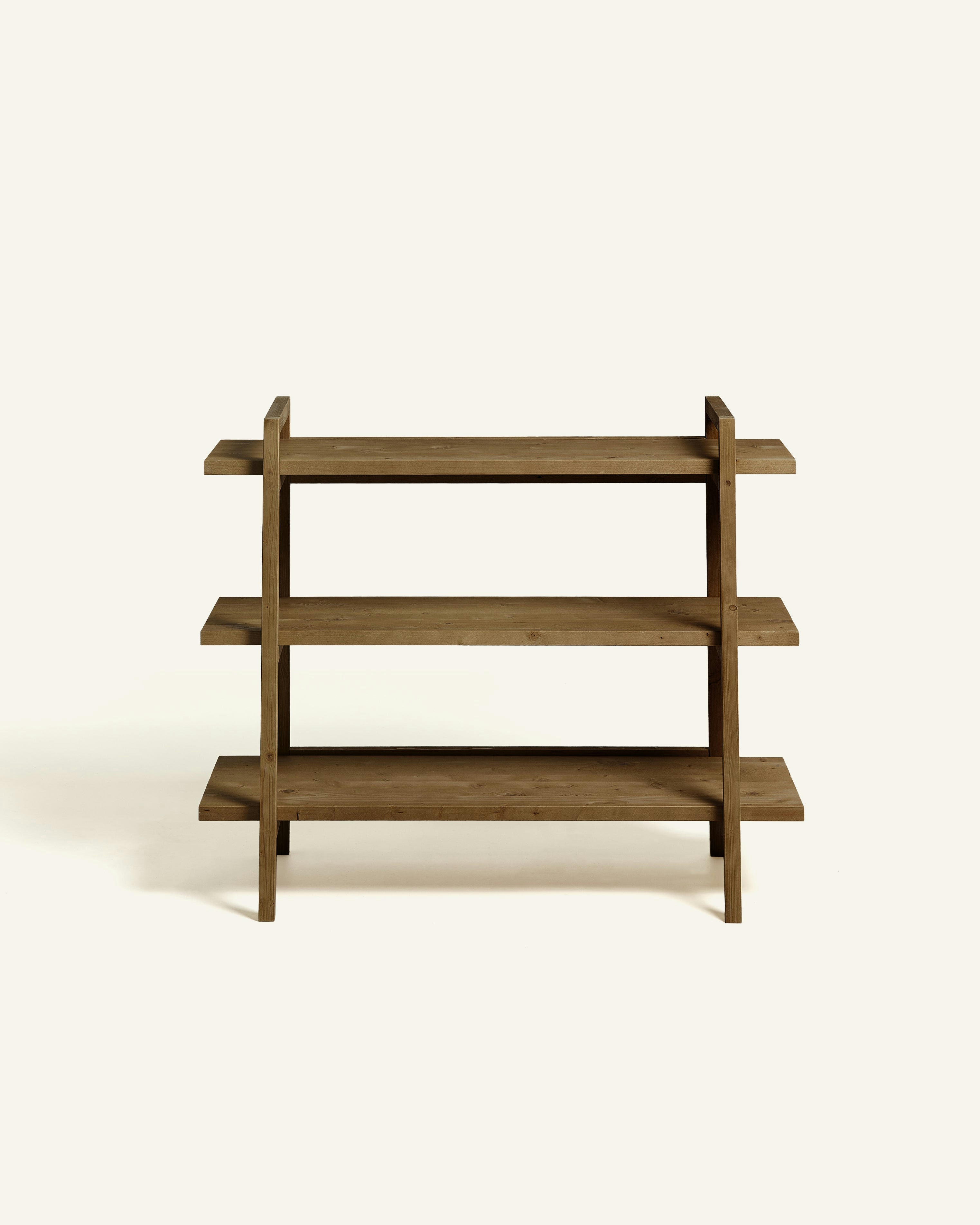 MARLENE - Etagère d’entrée en bois d’épicéa en couleur marron