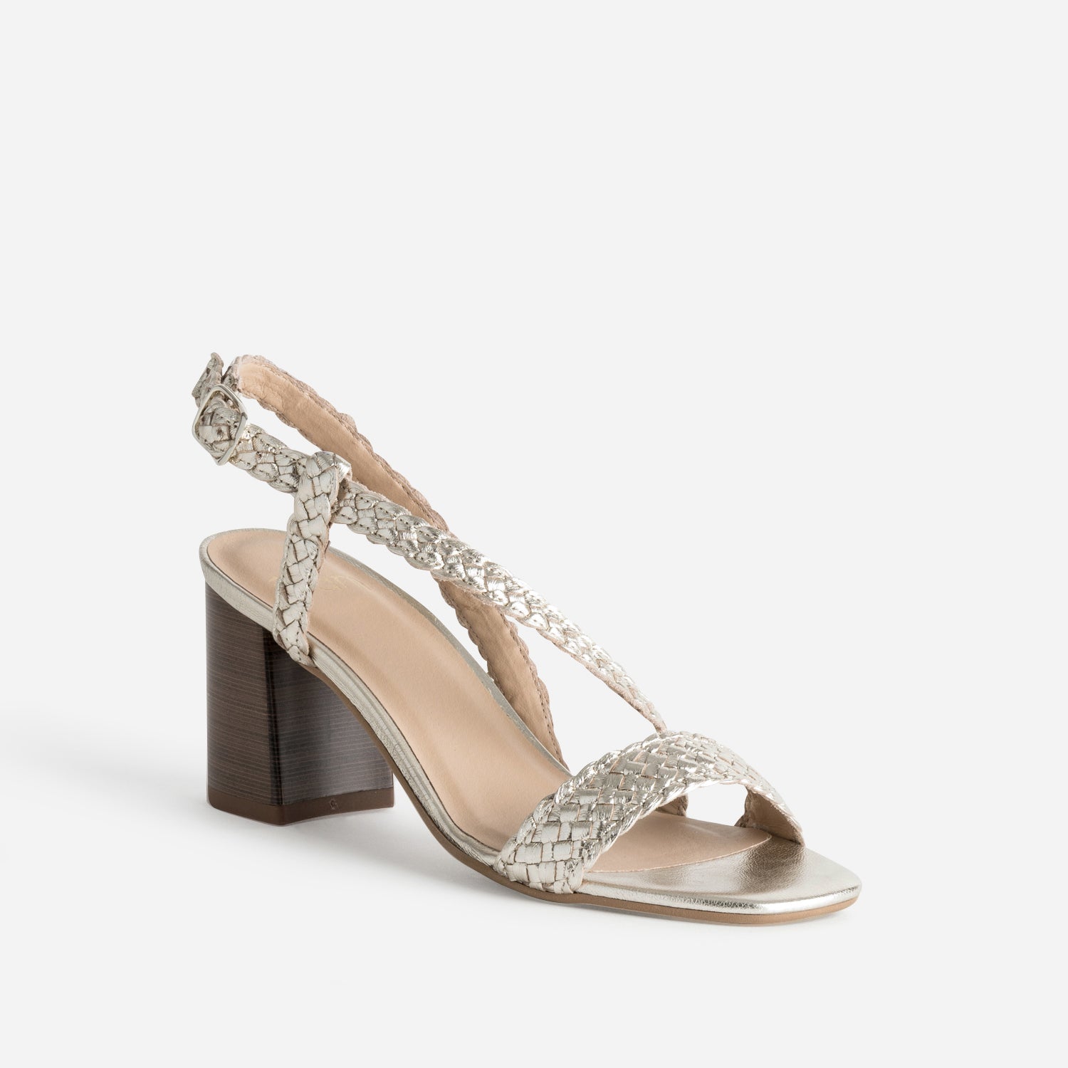 Sandale dorée cuir tressé