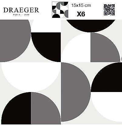 6 carreaux adhésifs motif demi cercle L.15 x H.15 x l.0,4cm