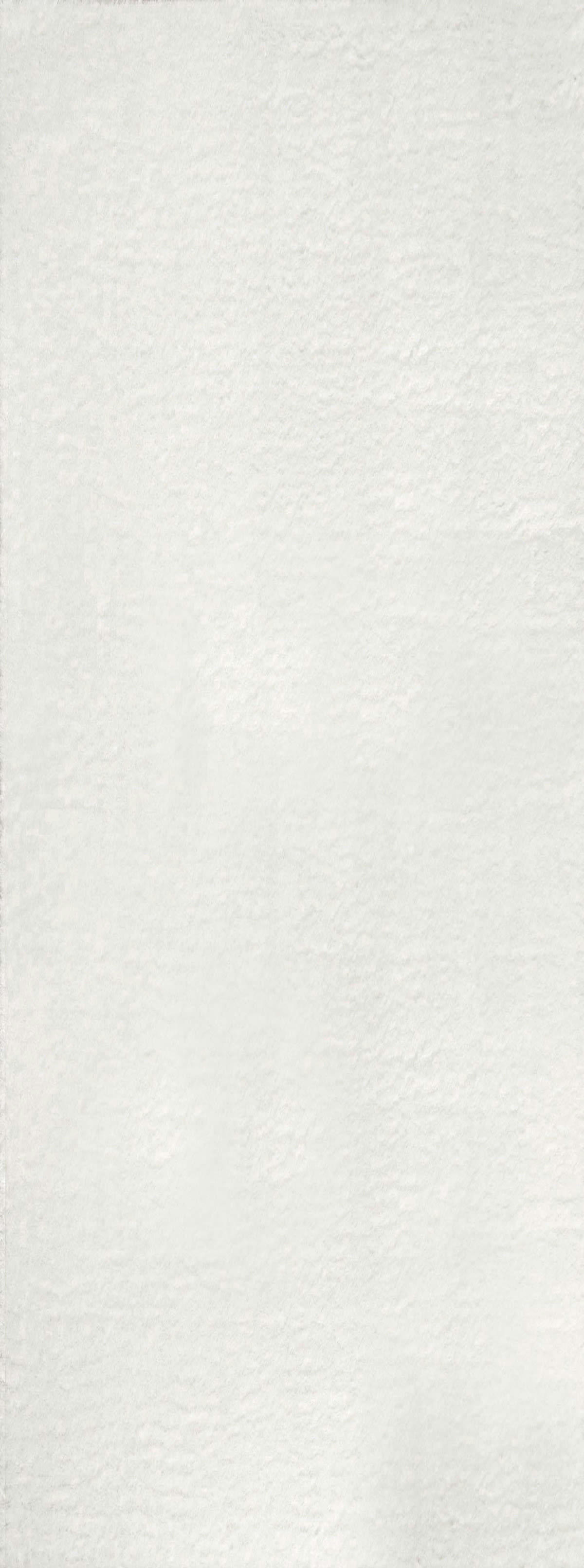 COSY - Tapis en polyester brillant motif uni blanc 67x180