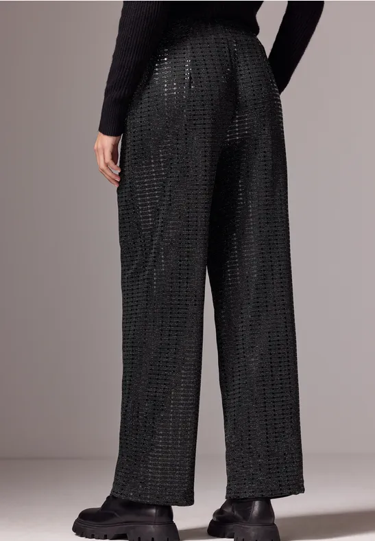 Wide Leg Hose mit Pailletten