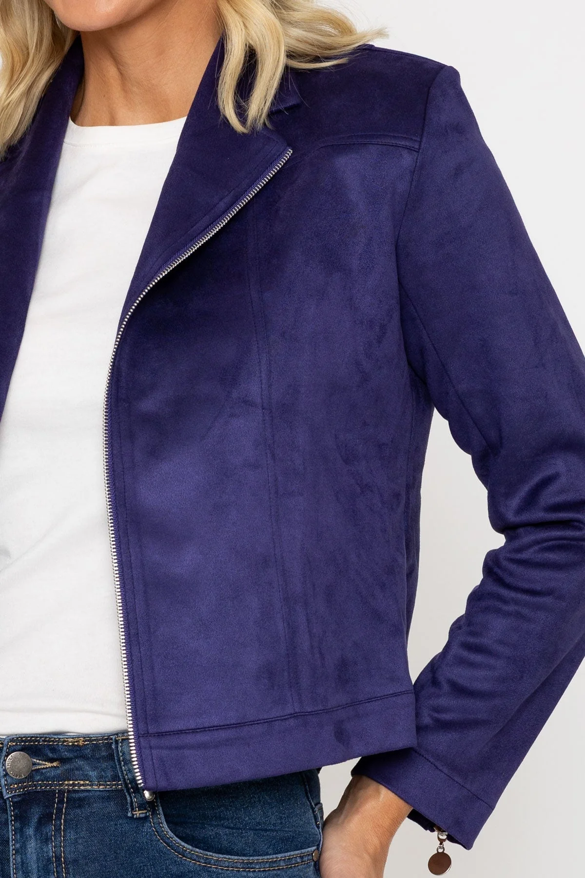 Suede Camilla Jacket in Navy