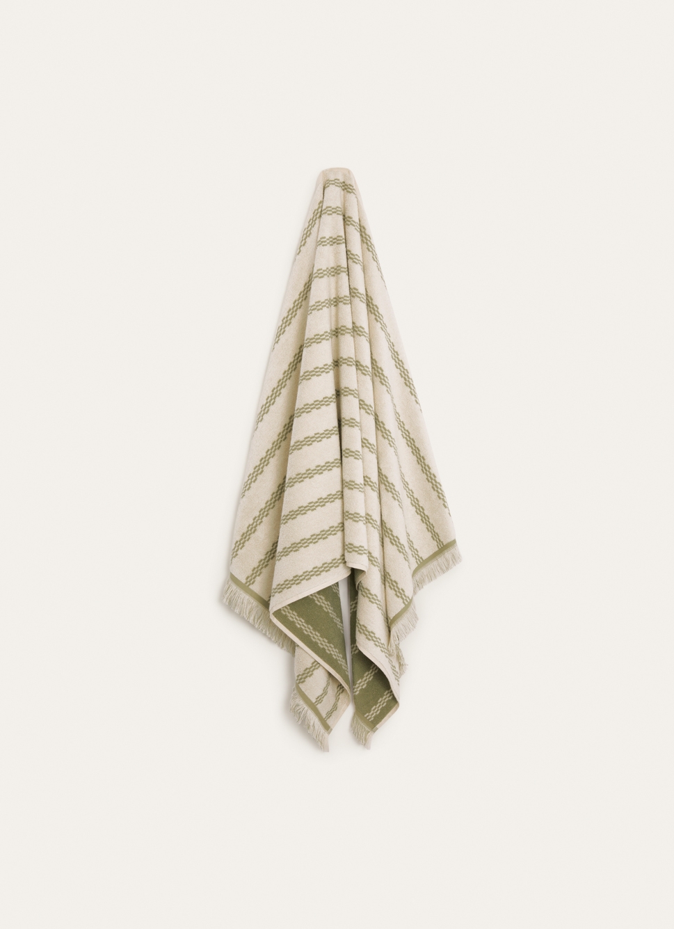 SERVIETTE DE TOILETTE à RAYURES BICOLORES vert