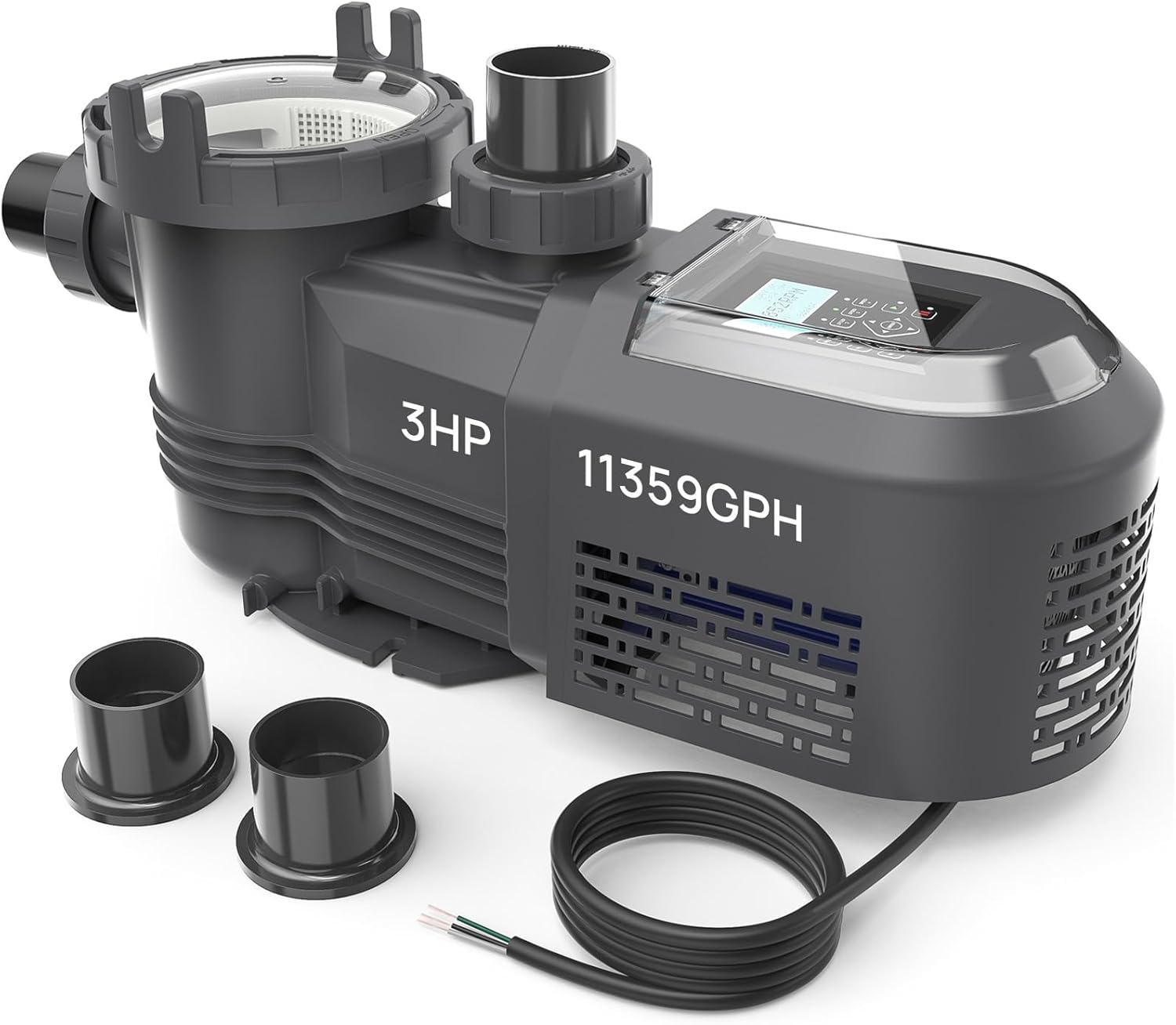 Aquastrong Variable Speed Pool Pump In/Above Pool Pump Energy Efficient High Flow Powerful Self Primming Swimming Pool Pumps with Filter Basket Matta Black