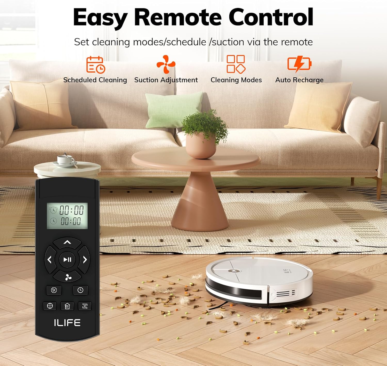 ILIFE V2 Robot Vacuum Cleaner, Tangle-Free Suction, 120 Mins Runtime, Slim, Self-Charging Robotic Vacuum Cleaner, Ideal for Pet Hair and Hard Floors
