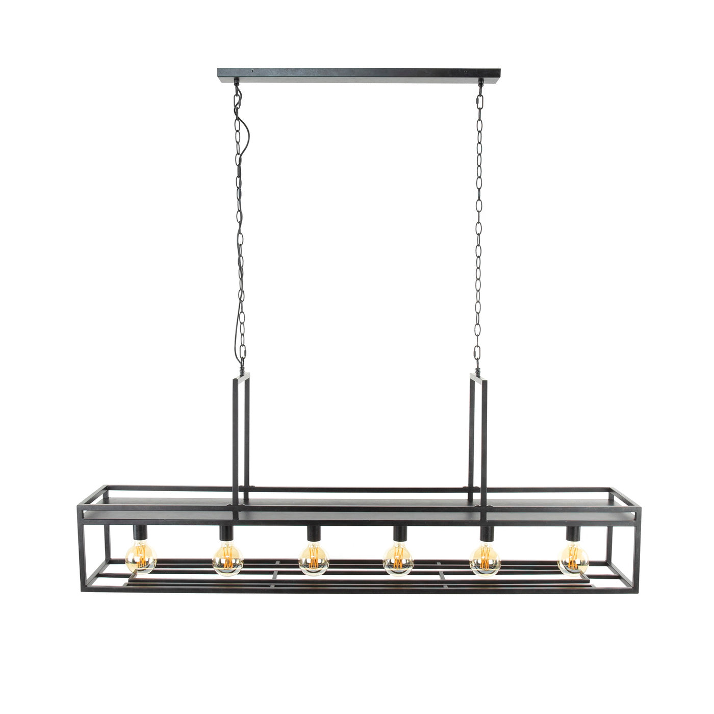 Giga Meubel Hanglamp Decorate - Zwart Metaal - 6-Lichts - 160x28x150cm