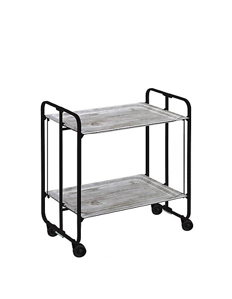 Desserte pliante BAUHAUS avec roulettes, Structure noire, 2 niveaux, 4 positions