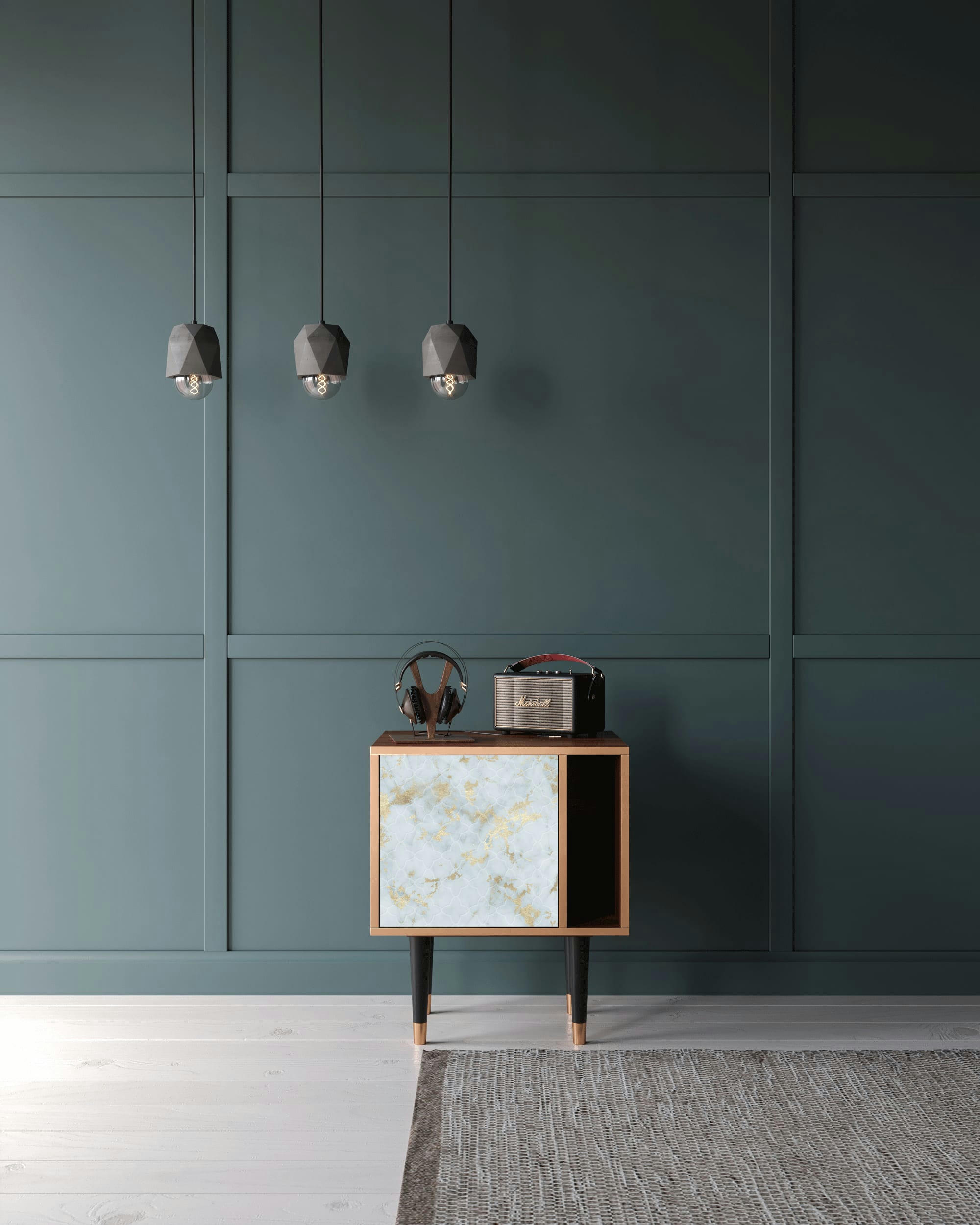 GOLDEN WAVES - Table de chevet blanc clair 1 porte L 58 cm