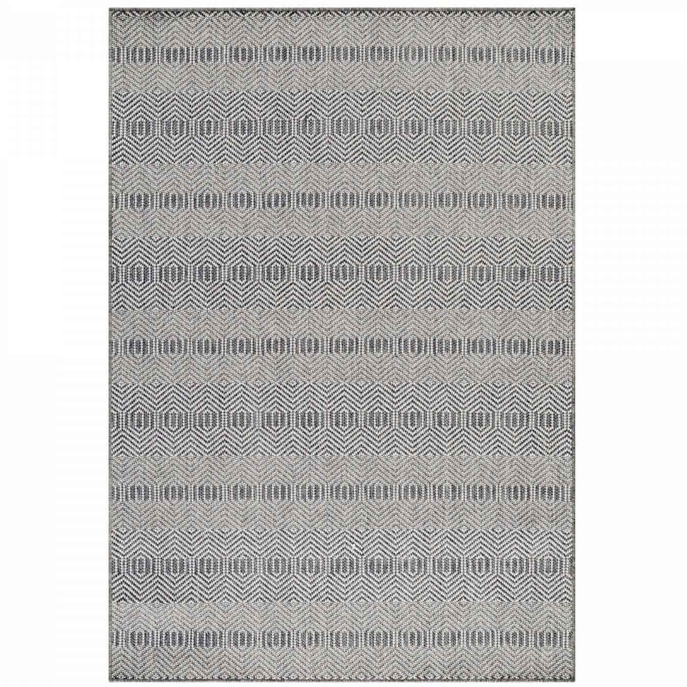 OVA - Tapis extérieur tissé plat gris et greige 140x200cm