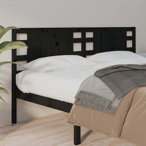 NNEVL Headboard Black 141x4x100 cm Solid Wood Pine