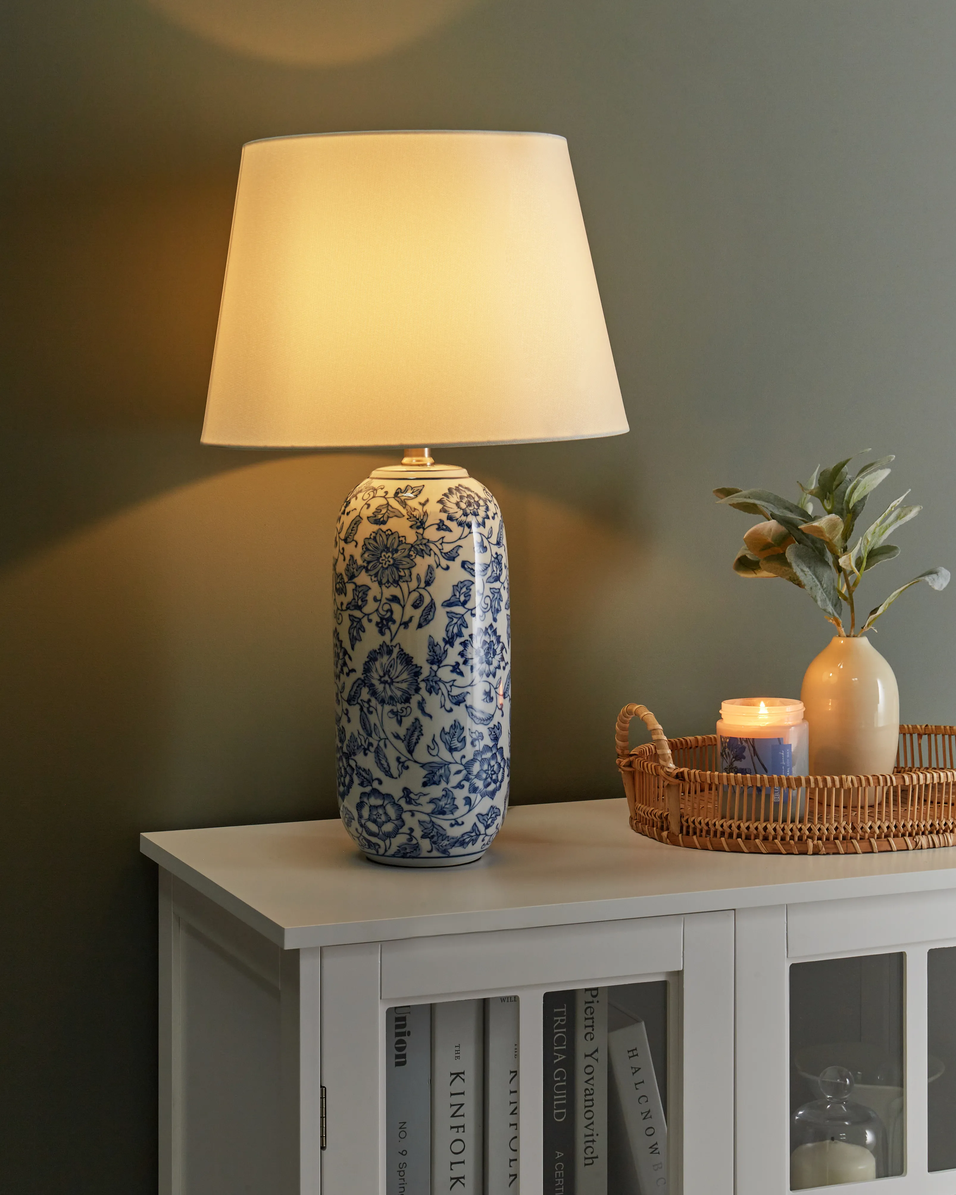 Table Lamp AIBONITO Porcelain White/ Blue