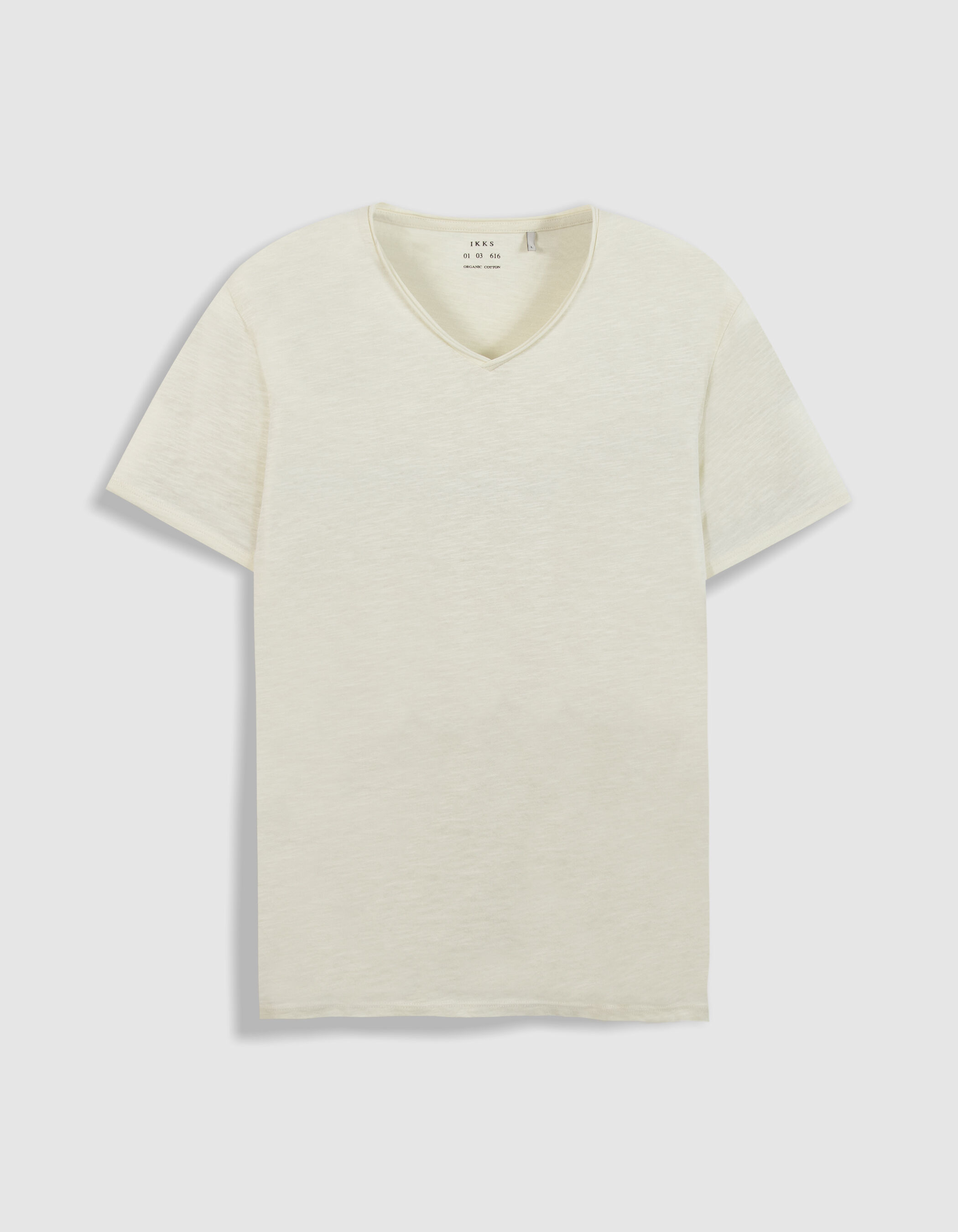 T-shirt encolure V parme coton bio flammé Homme