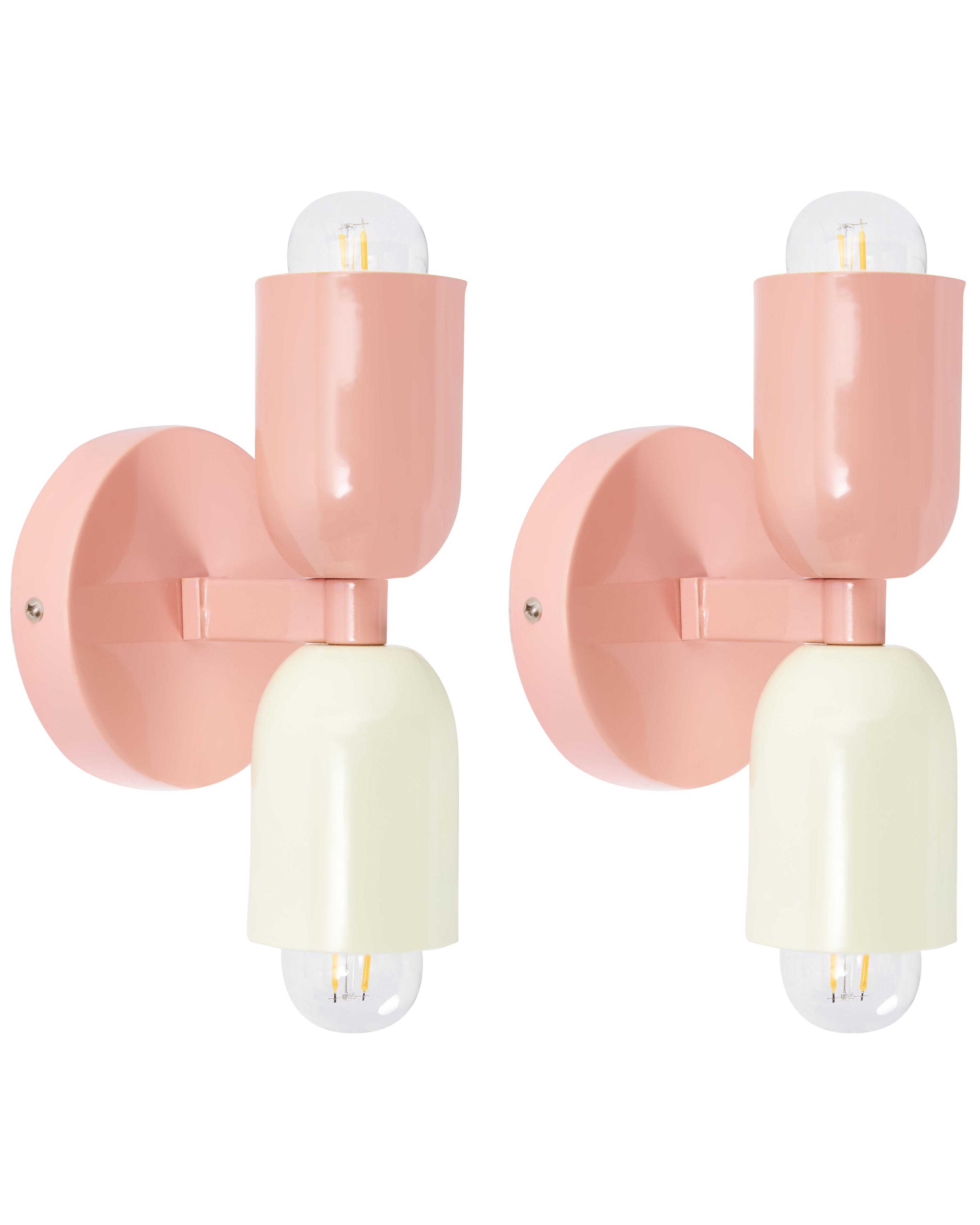 Set of 2 Wall Lamps TOPI Metal Pastel Pink