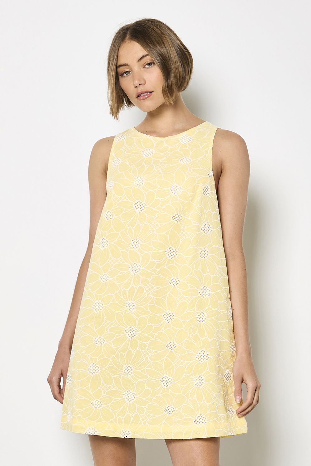 Apricot Floral Embroidered Shift Mini Dress