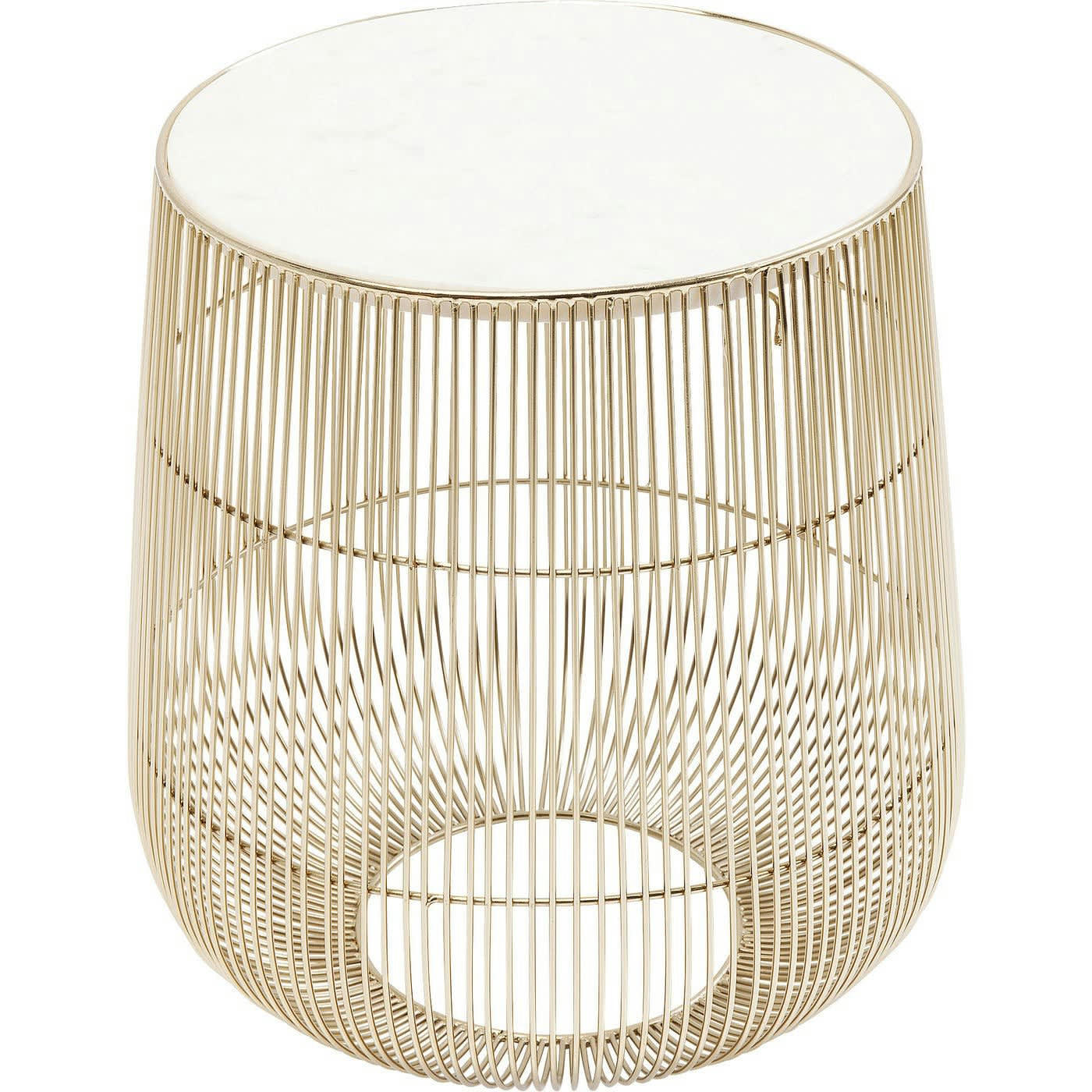 BEAM - Table d'appoint ronde en marbre blanc et acier doré