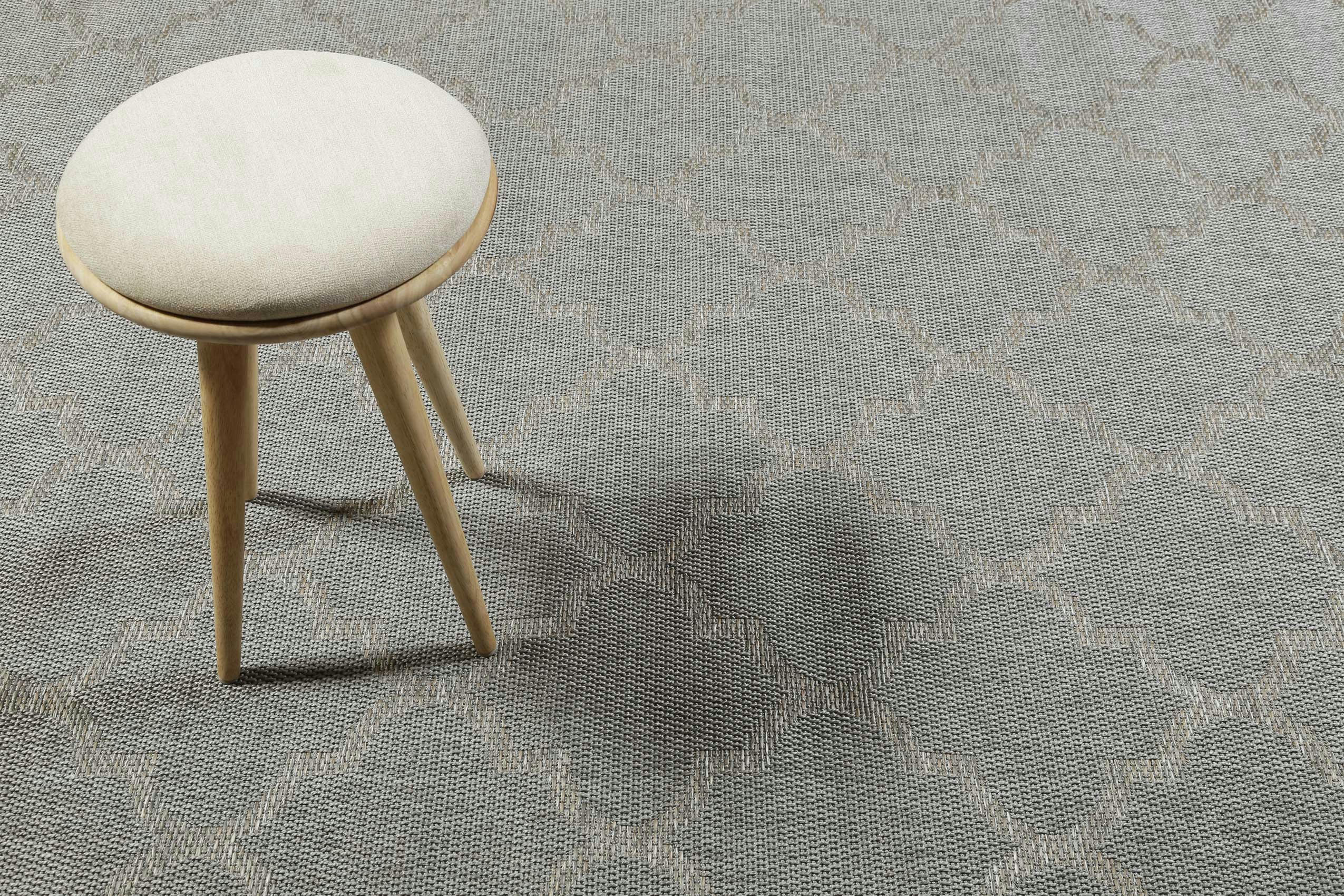 GLEAMY - Tapis extérieur gris motif oriental beige pour entrée, jardin 200x133