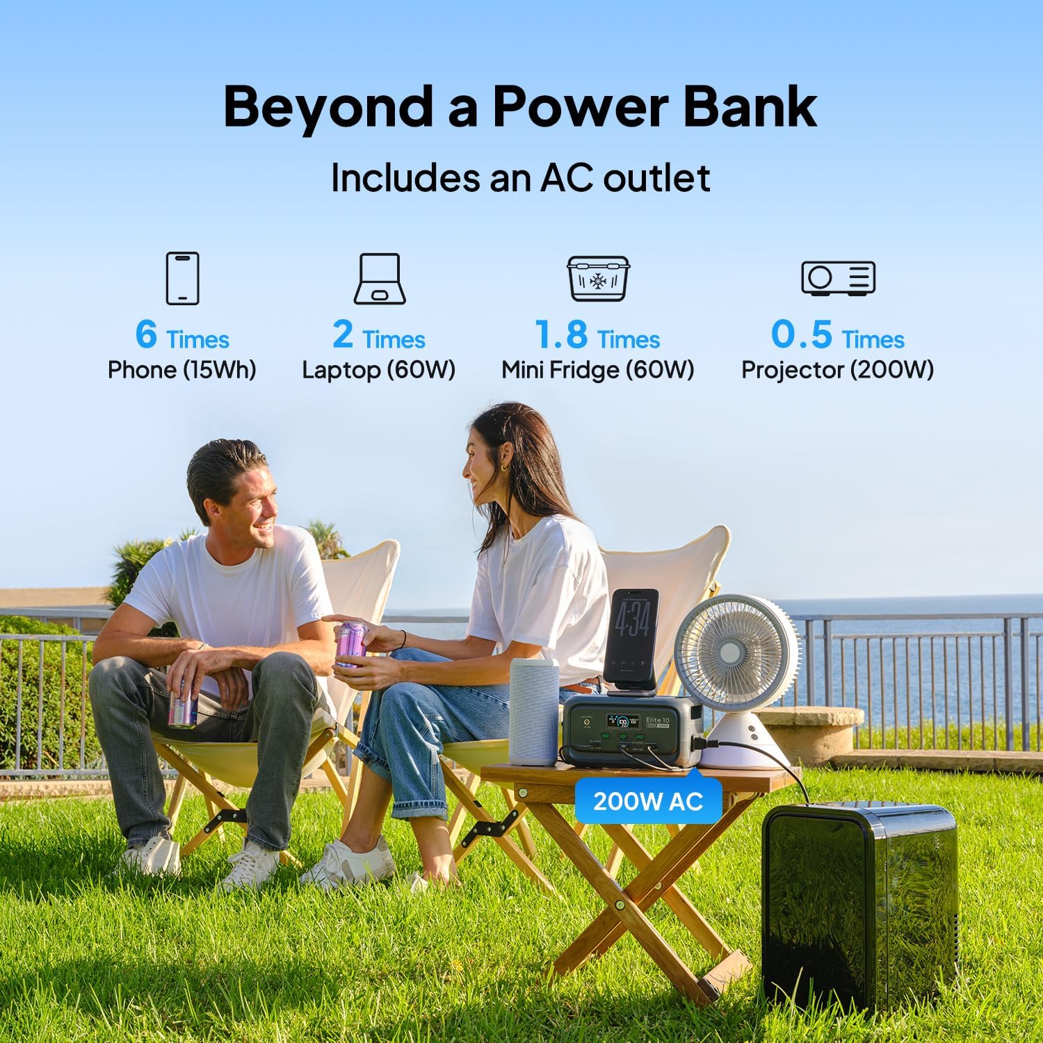 BLUETTI Elite 10 Mini Portable Power Station, 128Wh LiFePO4 Battery with 200W AC Outlet, Flight-Approved Power Bank for Travel, Fast Recharge Solar Generator for Camping & Outage Emergency Backup