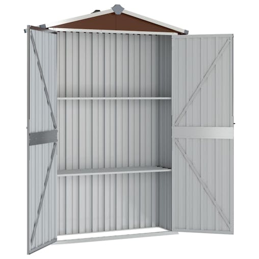 NNEVL Garden Shed Brown 107.5x46x183 cm Galvanised Steel