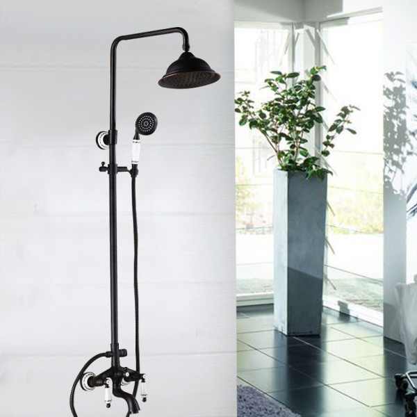 Bateria wannowo - prysznicowa czarna w stylu retro ATROPOS