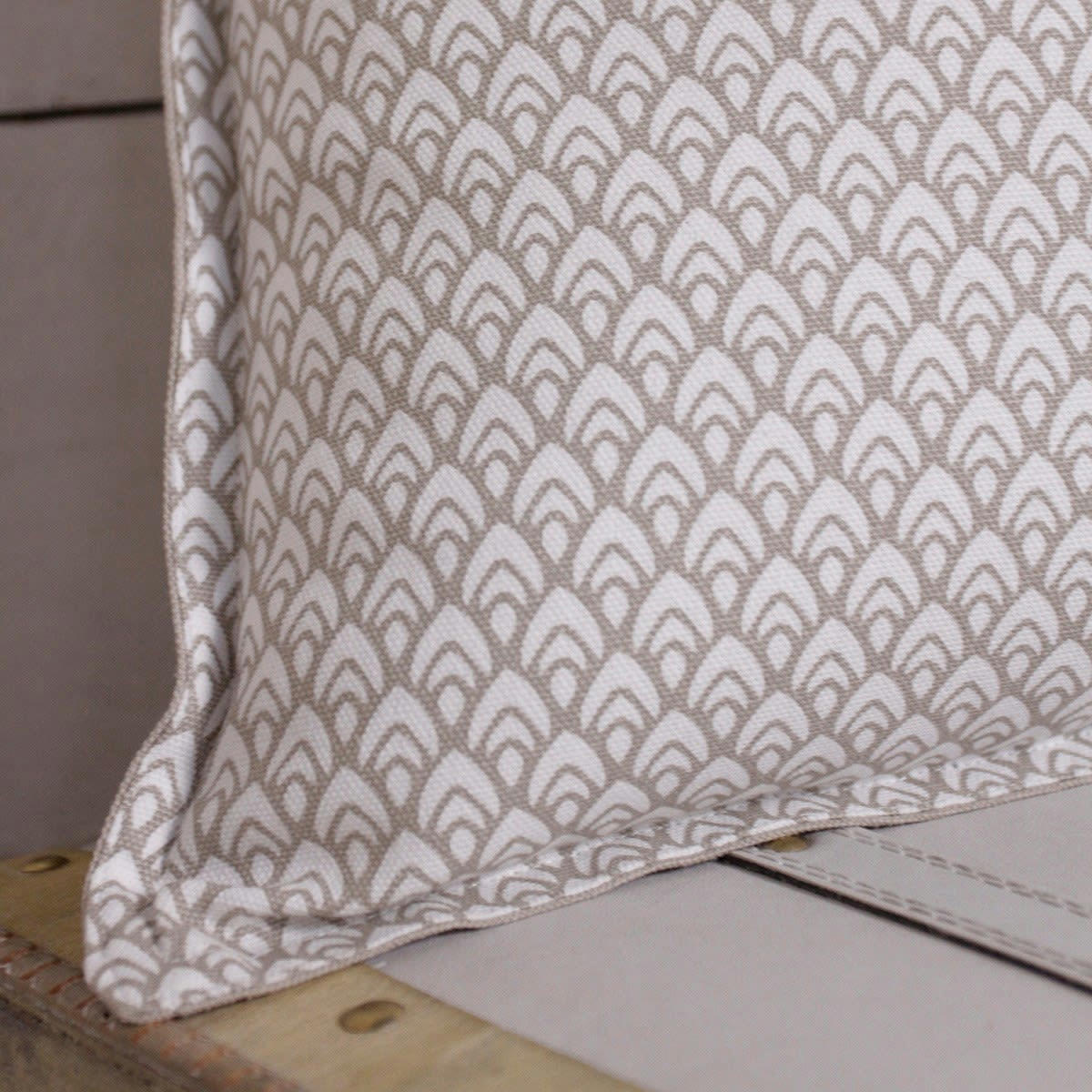 SLOW LIFE KARMA - Coussin décoration imprimé en Coton Beige 38x38 cm