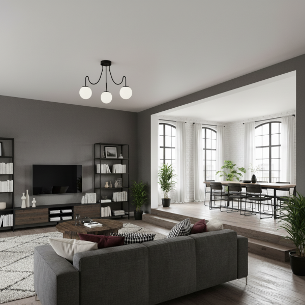 Lampa sufitowa EDYLIT kule białe loft czarna 3xE14 TED 15-282