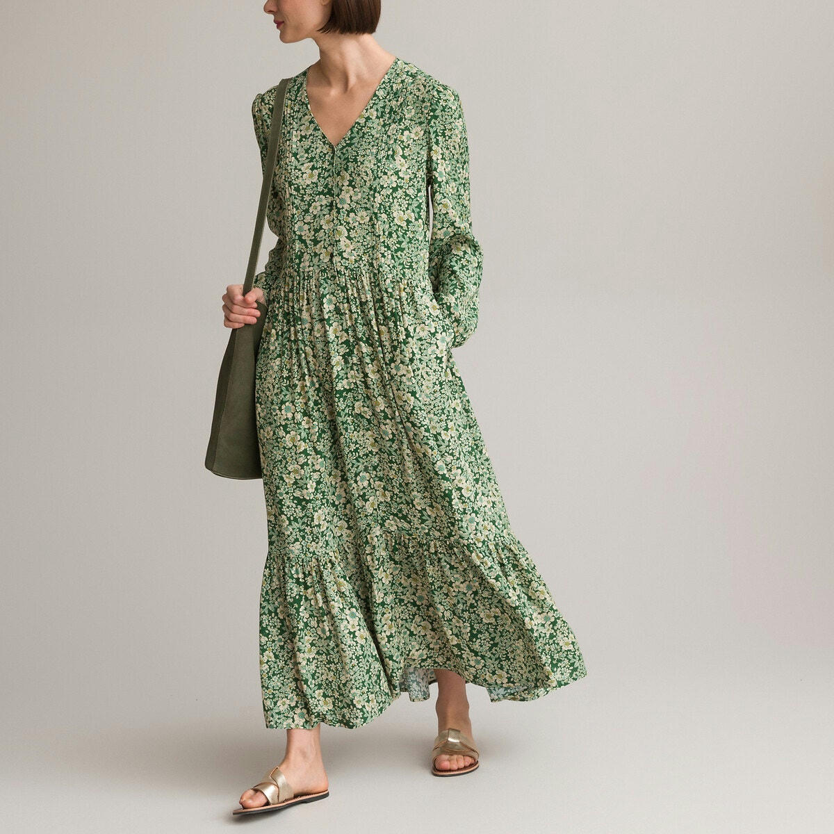 Robe longue évasée, imprimé floral