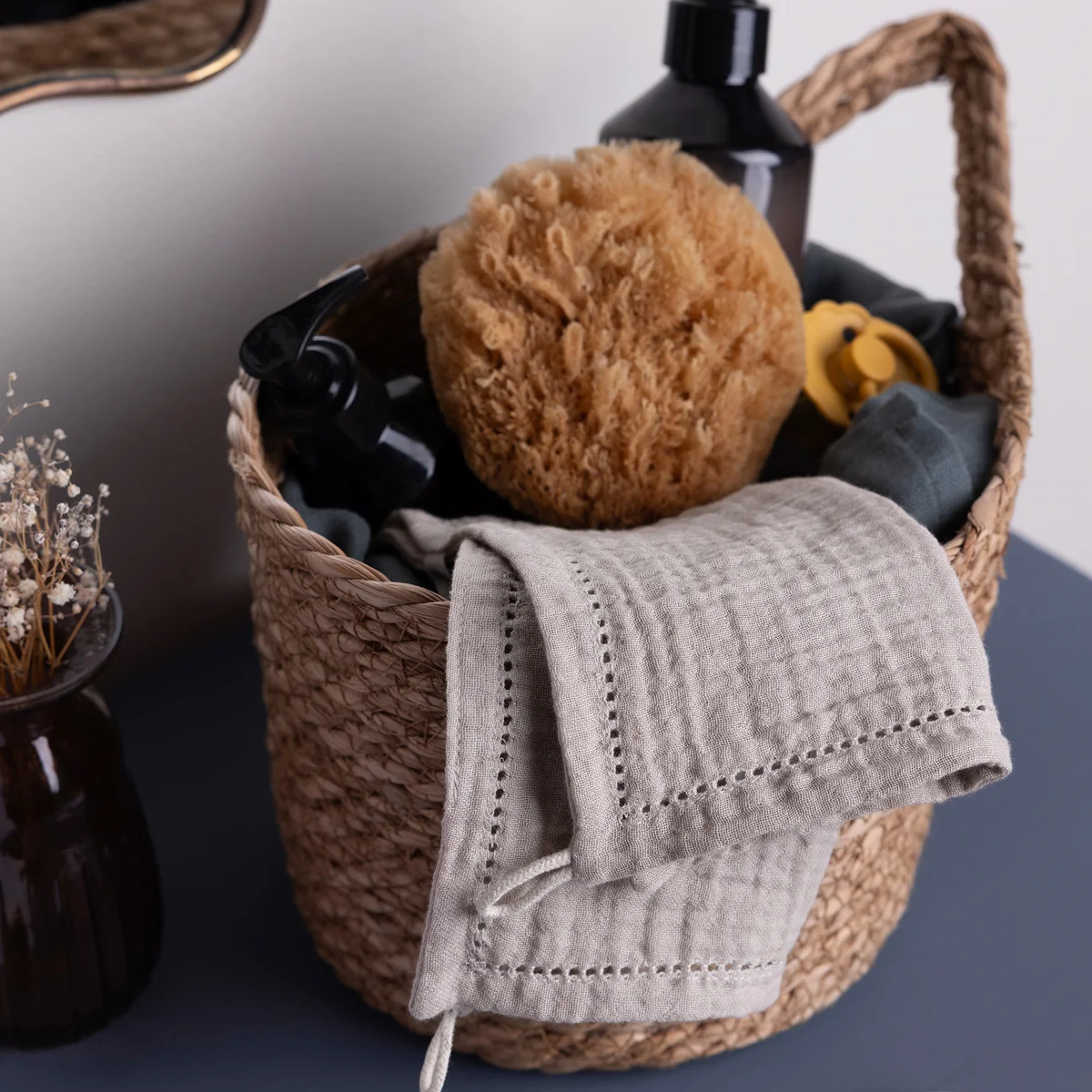 Sebra - Waschlappen aus Musselin, seabreeze beige (3er-Set)