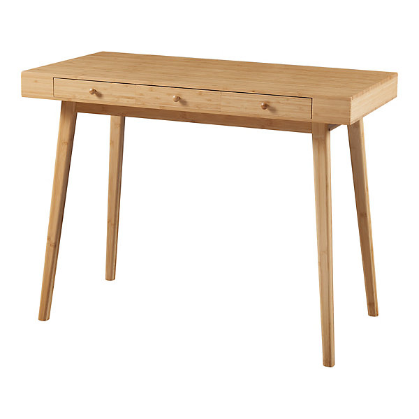 Bureau Hässleholm avec 3 tiroirs bambou 100 x 50 x 75 cm naturel en.casa