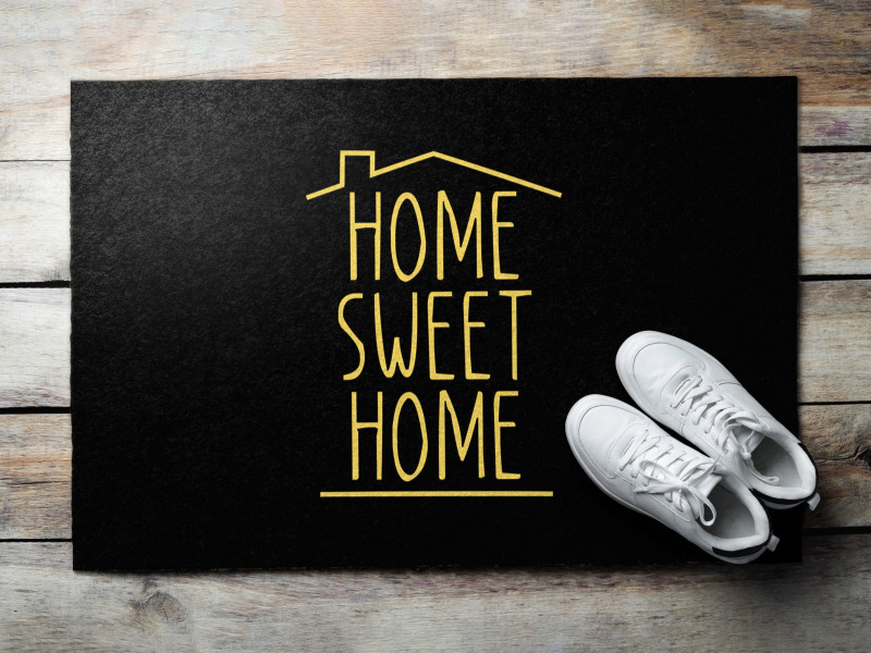 Mata wejściowa 60x40 Napis Sweet Home domowa atmosfera Tulup
