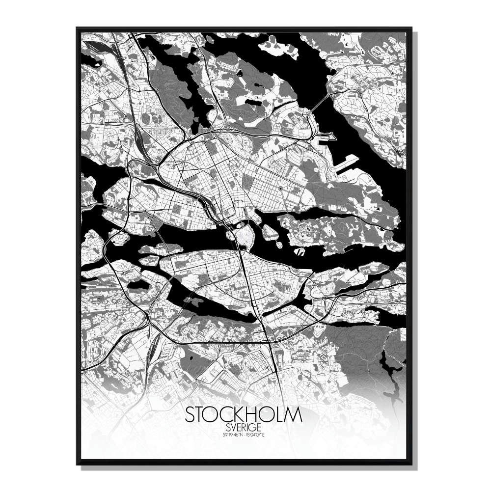 - Affiche Stockholm Carte N&B 40x50