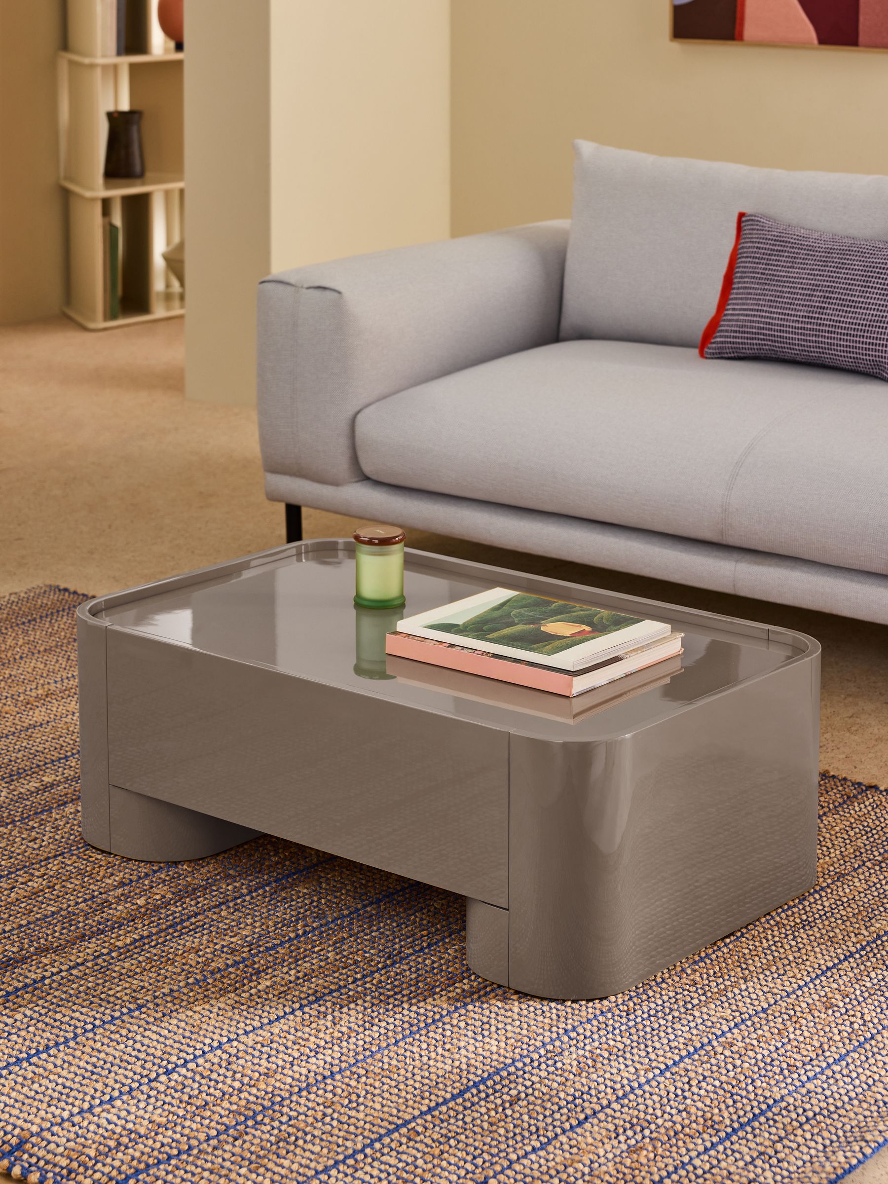 Kain Storage Coffee Table in Mushroom Grey Gloss