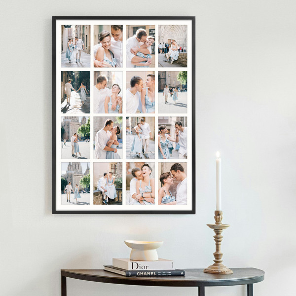 Ramka na zdjęcia 16 zdjęć 10x15 cm rama czarna foto galeria 50x70 FRAMAI®