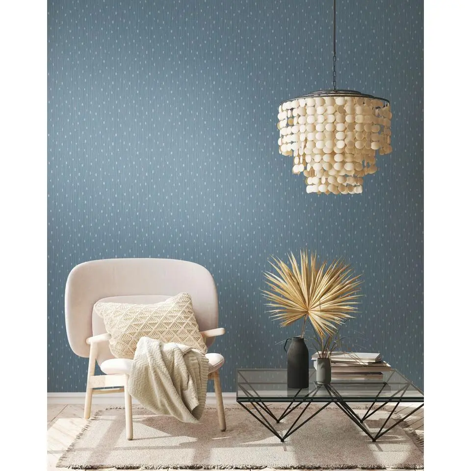 A.S. Cr&eacute;ation behang terrazzo blauw en zilver - 53 cm x 10.05 m