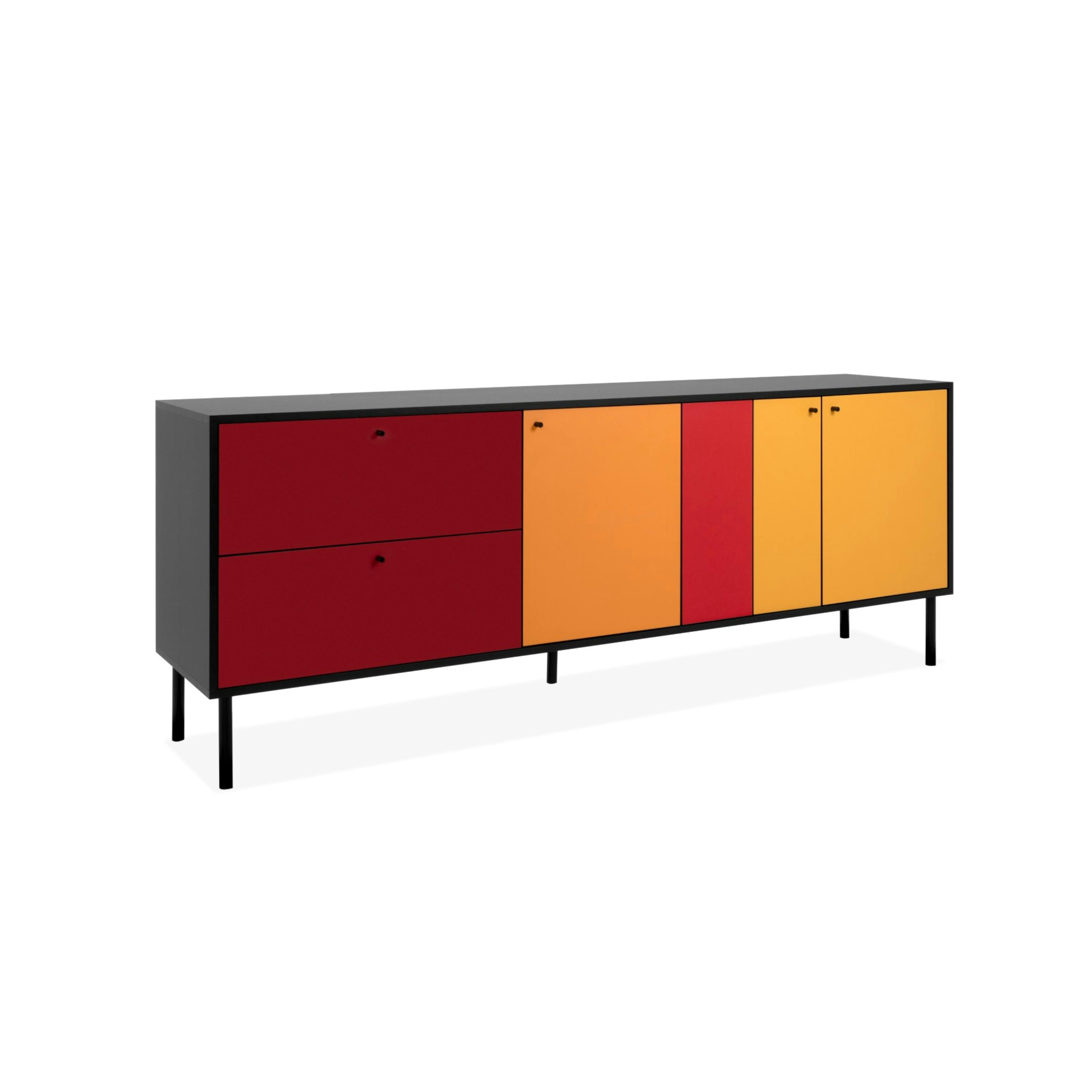Buffet design multicolore 3 portes 2 tiroirs ALVA