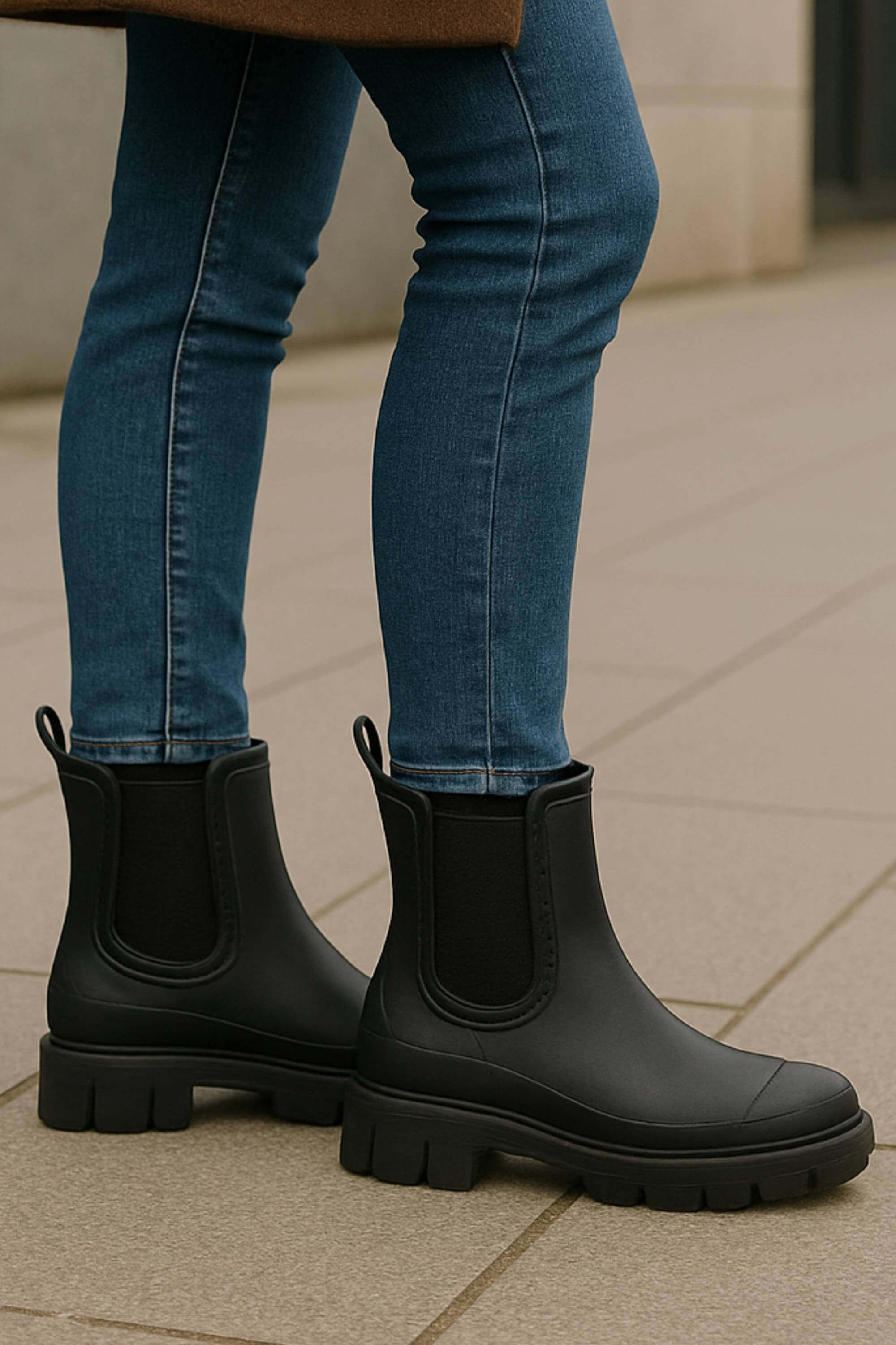 AJVANI Low Heel Chelsea Ankle Boots Wellingtons Wellies