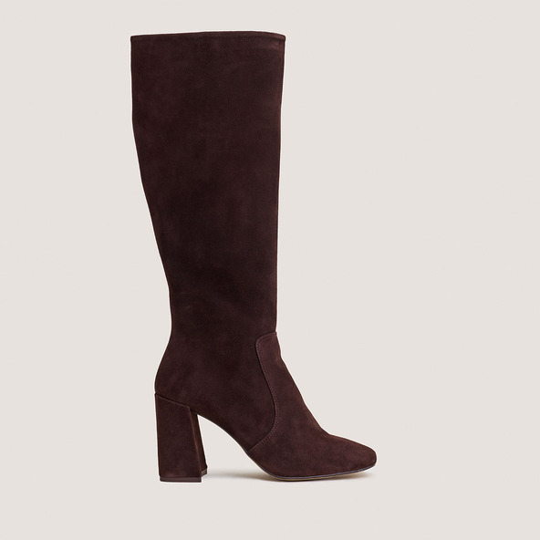 Bottes à talonsen velours marron | VAUBUSSY