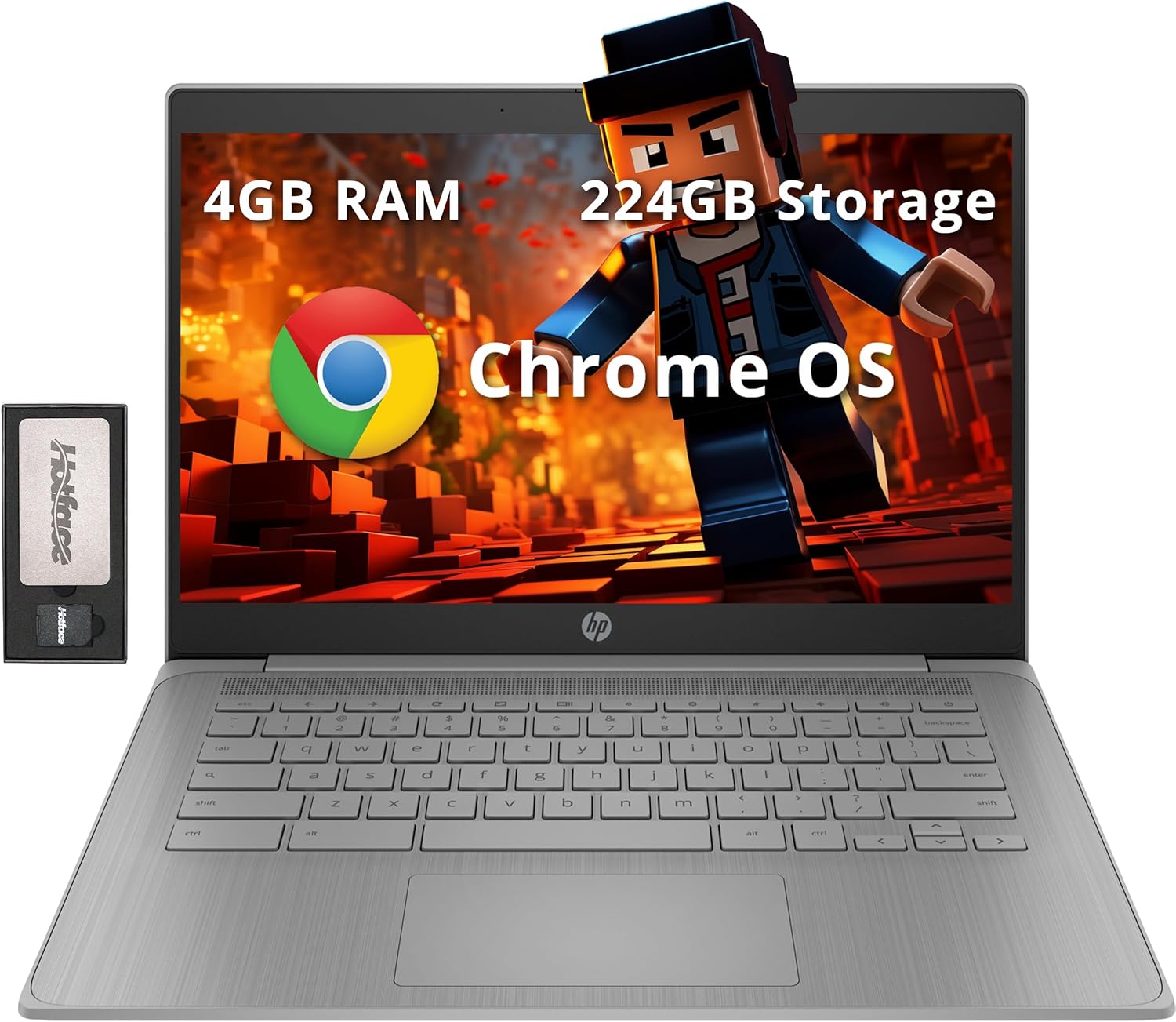 HP Chromebook 14 HD Laptop for Business & Students  Intel Celeron N4120  4GB LPDDR4  224GB Storage(64GB eMMC+160GB Docking Station)  UHD Graphics  Webcam  Long Battery Life  Chrome OS  Modern Gray