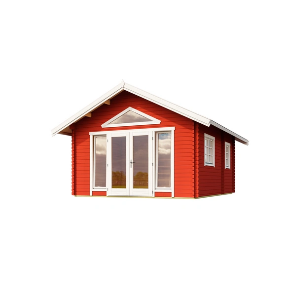 Blockbohlenhaus »Caroline«, BxHxT: 489,9 x 330,6 x 675 cm (Außenmaß inkl. Dachüberstand), rot