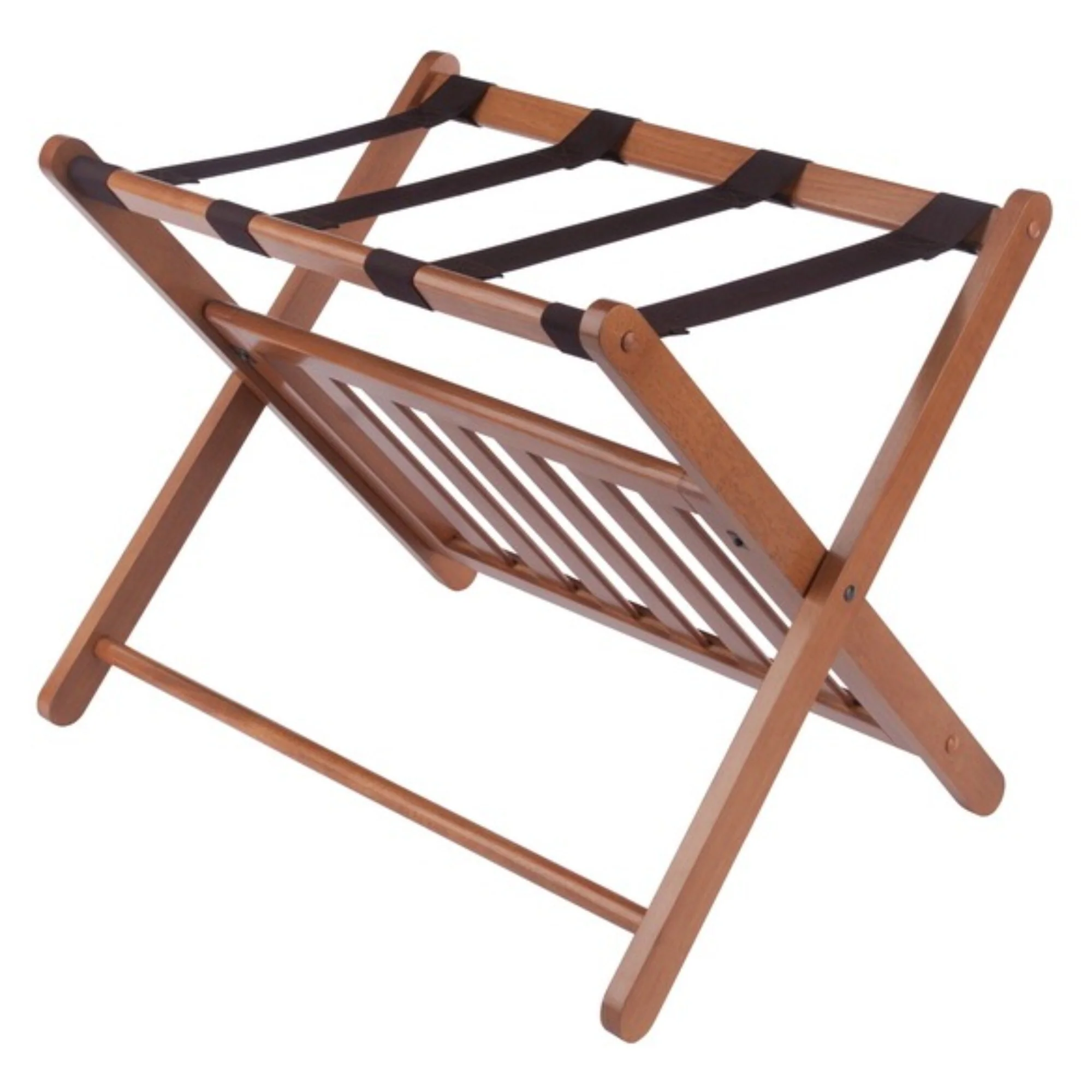 2-Tier Folding Luggage Rack - 26.5 - Brown