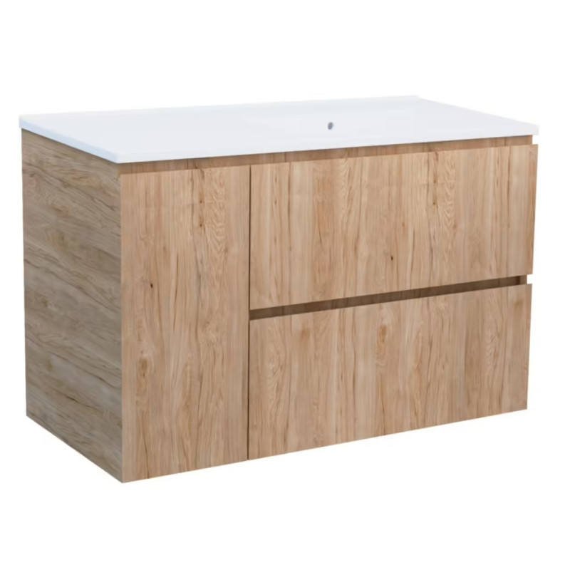 Ensemble de salle de bain deux tiroirs et une porte Trendy bois 90 cm ONDEE