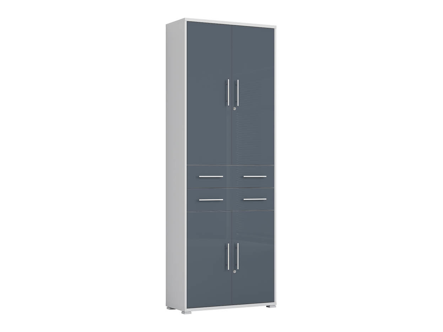 Regał Office Lux 79 cm z 4 drzwiami i 2 szufladami jasny szary