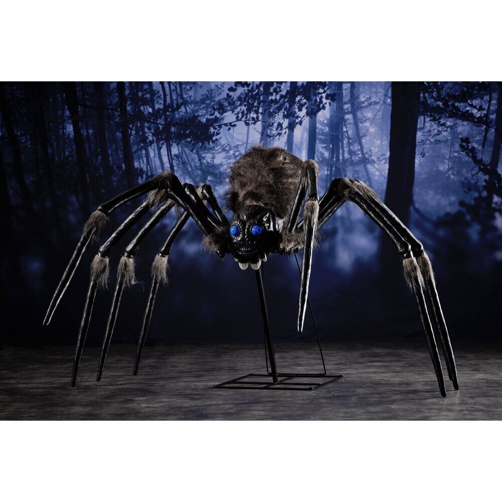 Décoration LED Halloween araignée animée sonore géante noire 140x168cm