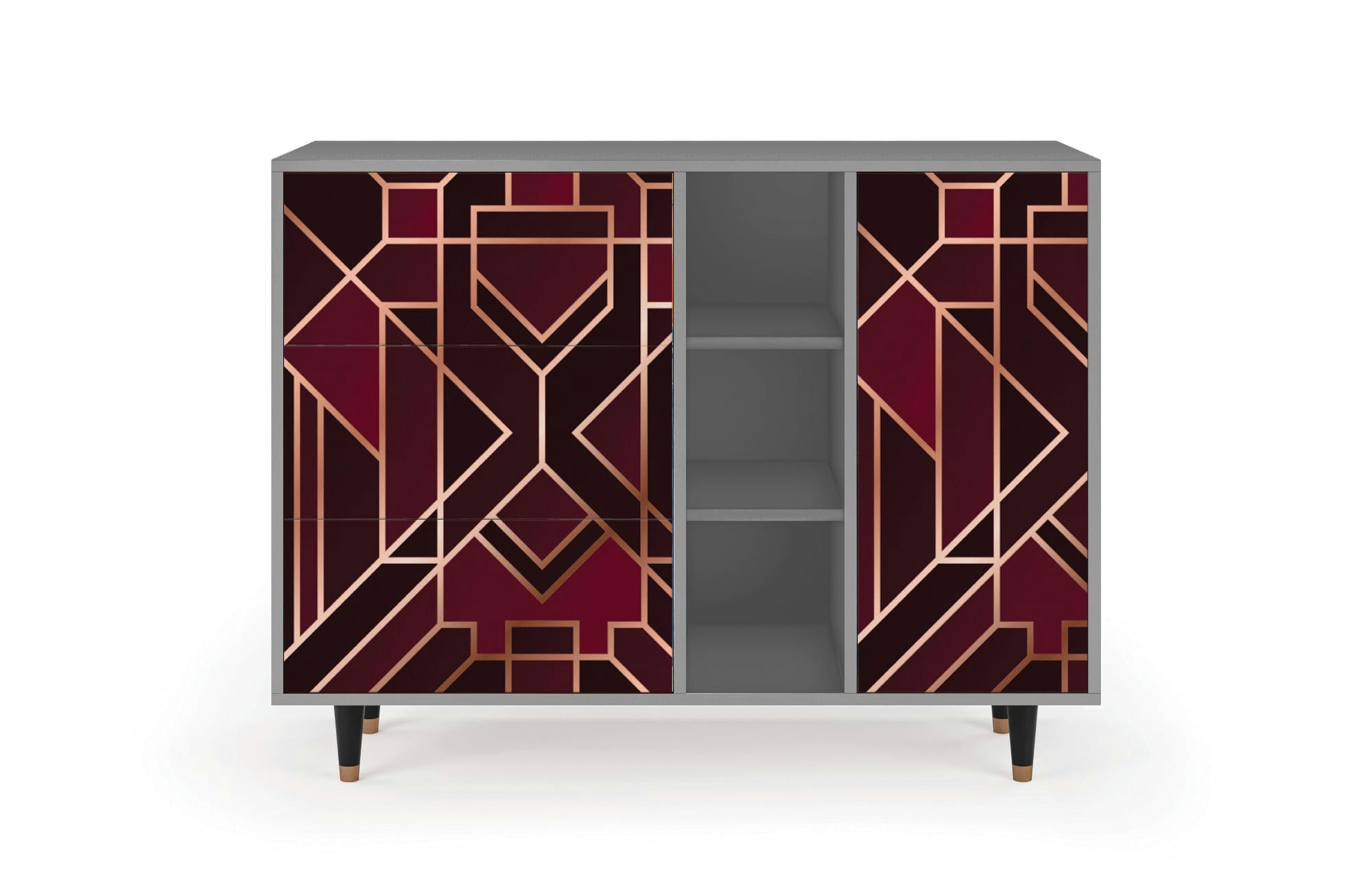 BURGUNDY JEWELERY - Buffet  bordeaux 3 tiroirs et 1 porte L 125 cm