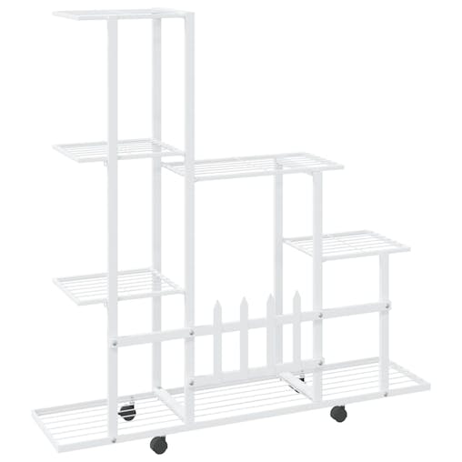 NNEVL Flower Stand with Wheel 94.5x25x92.5 cm White Metal
