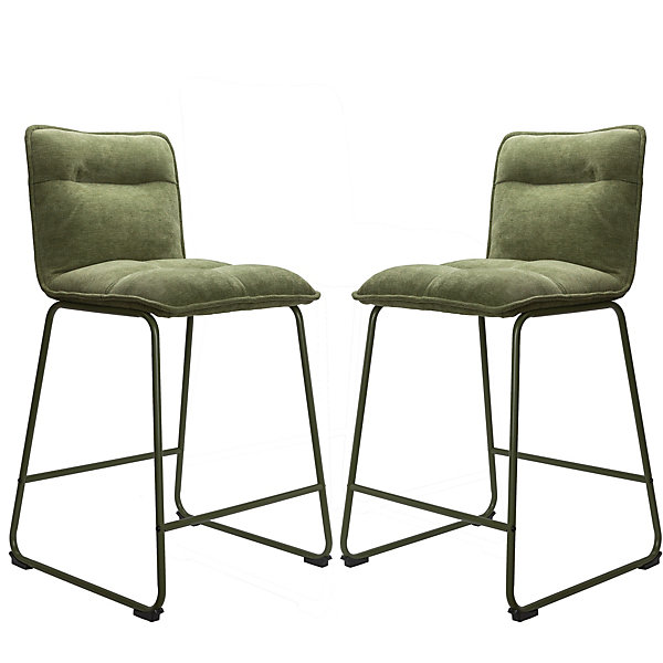 2 tabourets de bar en tissu vert kaki, Deko &Co