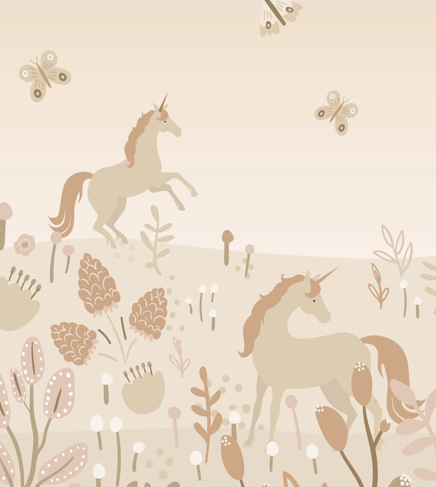 ESTAhome fotobehang unicorns licht terracotta en terracotta roze - 250 x 279 cm - 159495
