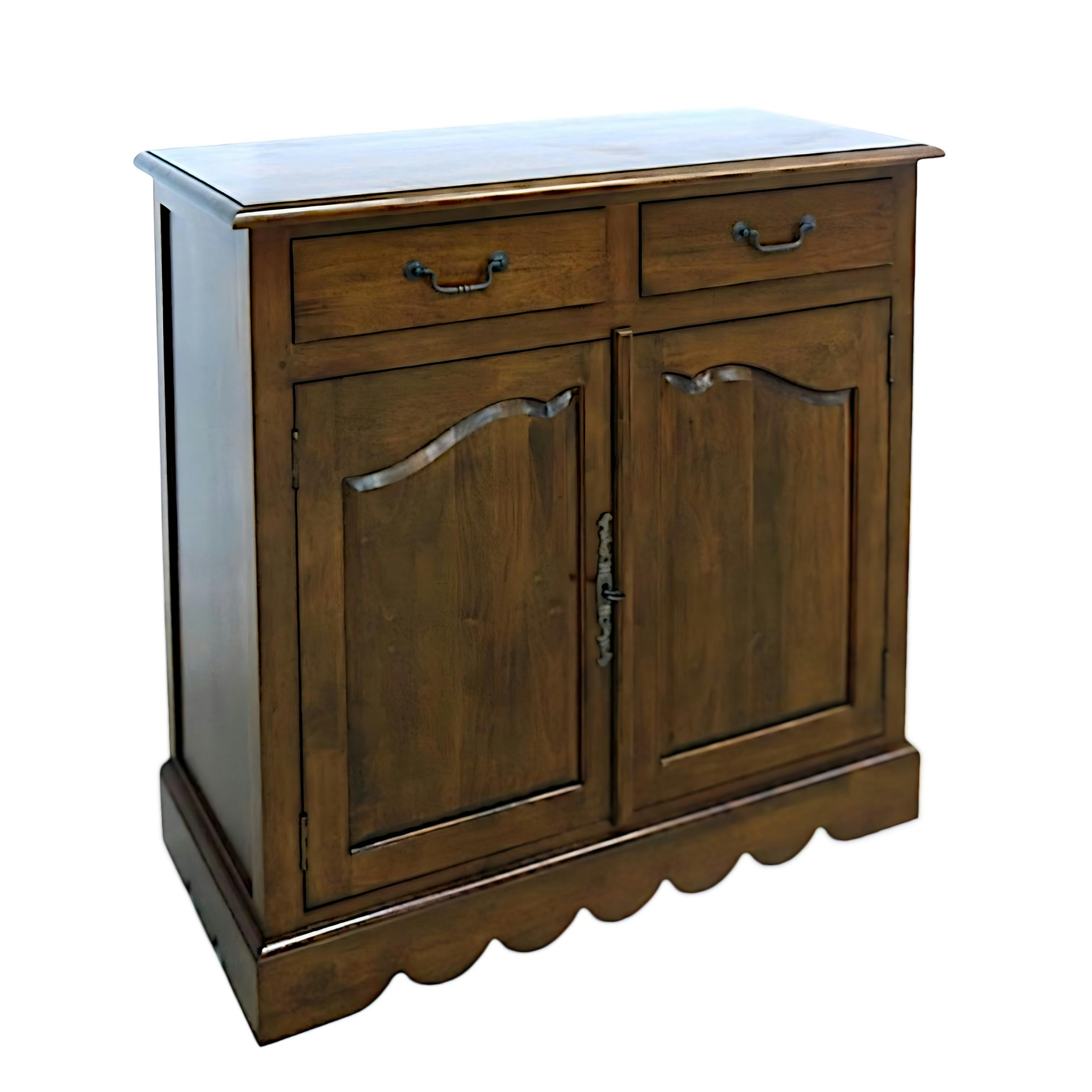 Buffet bas Hévéa 2 portes, 2 tiroirs 94x46x98cm TRADITION