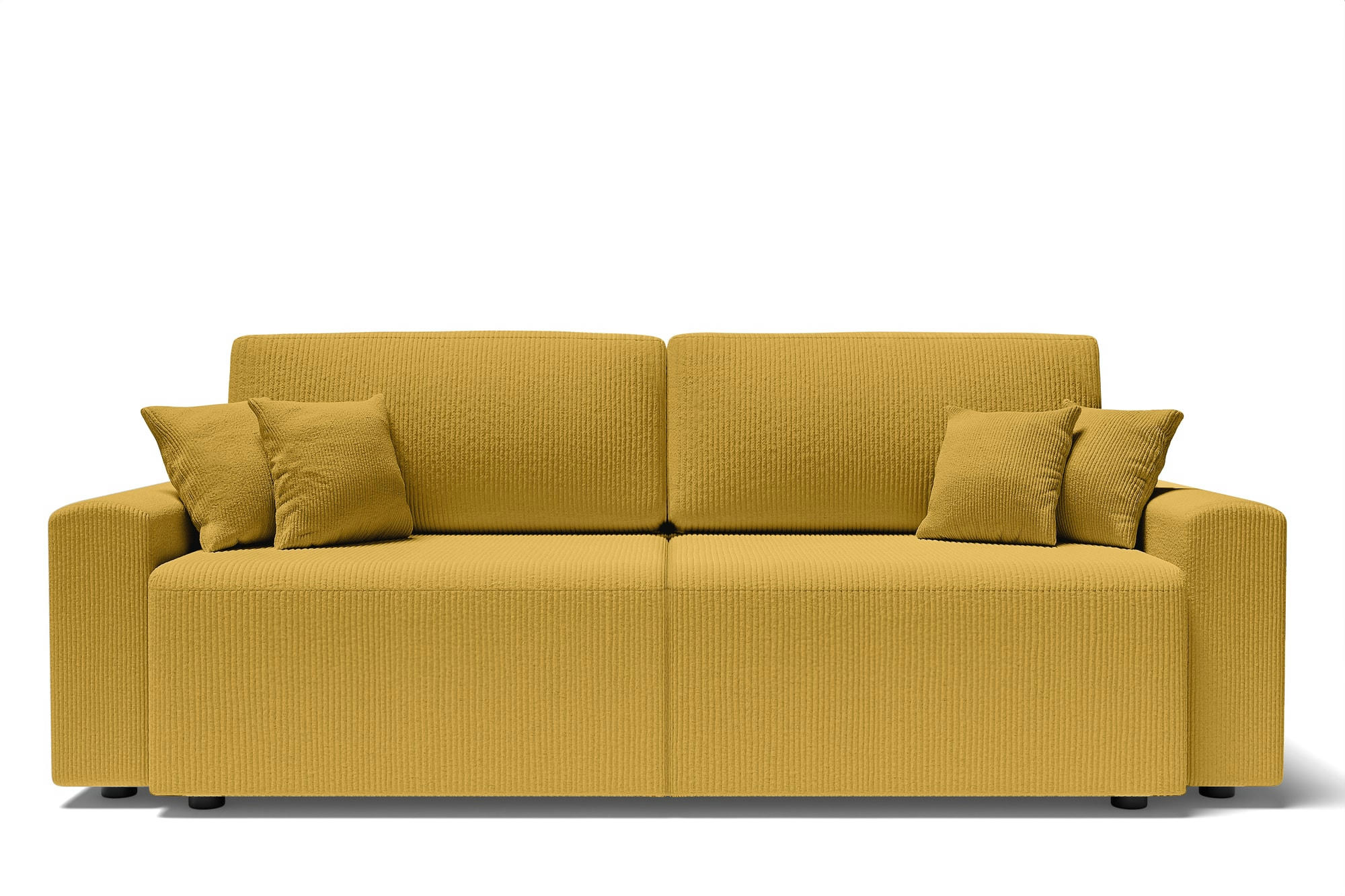 MILO - Canapé droit convertible en velours côtelé 3 places jaune